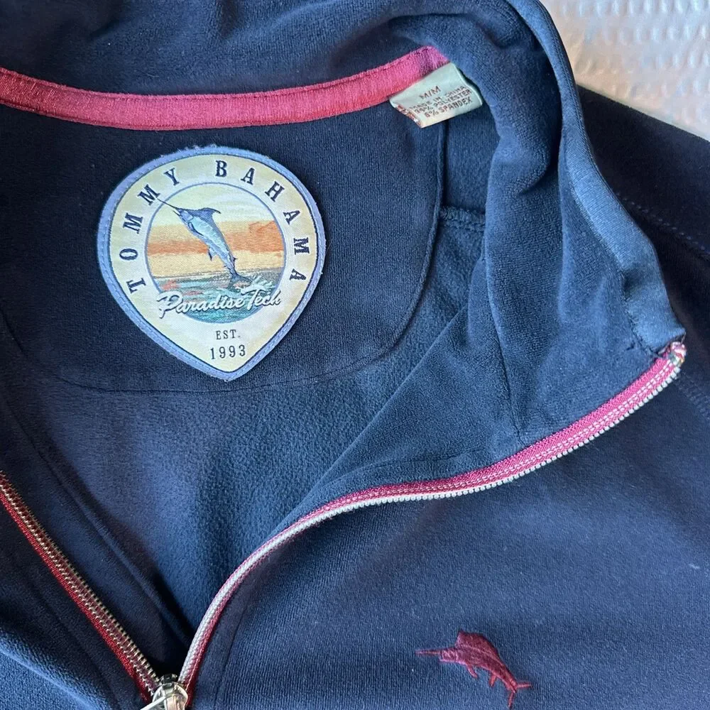 Tommy Bahama Island zone Blue Navy Lightweight Quarter Zip Medium M